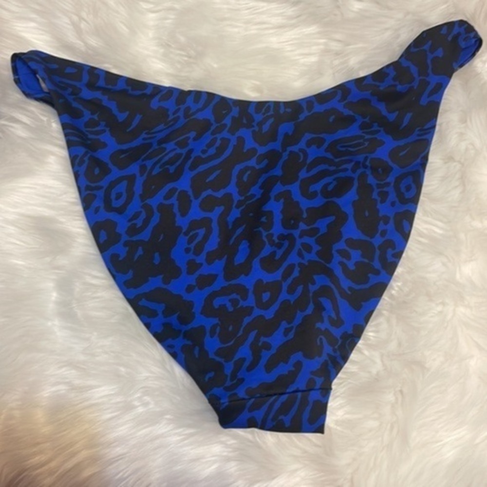 Topshop bikini bottom Animal print Cobalt blue high cut New swimwear Sz 12